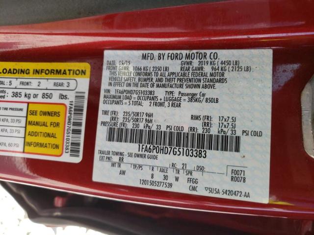 Photo 9 VIN: 1FA6P0HD7G5103383 - FORD FUSION SE 