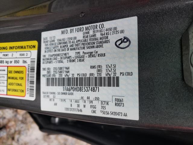 Photo 9 VIN: 1FA6P0HD8E5374871 - FORD FUSION SE 