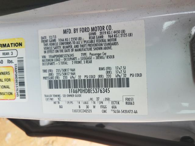 Photo 9 VIN: 1FA6P0HD8E5376345 - FORD FUSION SE 