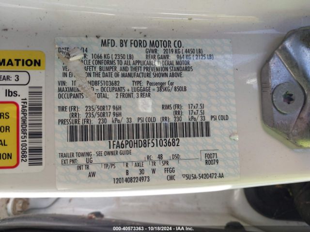 Photo 8 VIN: 1FA6P0HD8F5103682 - FORD FUSION 