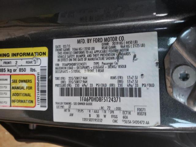 Photo 9 VIN: 1FA6P0HD8F5124371 - FORD FUSION SE 