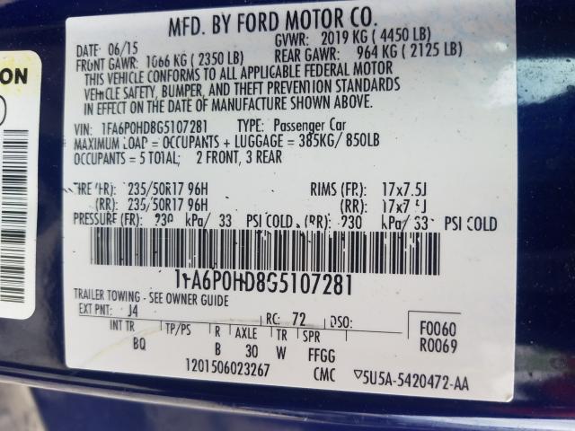 Photo 9 VIN: 1FA6P0HD8G5107281 - FORD FUSION SE 