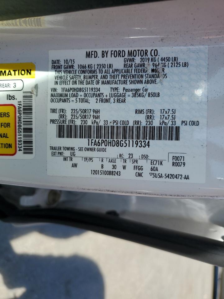 Photo 12 VIN: 1FA6P0HD8G5119334 - FORD FUSION 