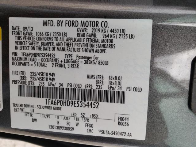 Photo 9 VIN: 1FA6P0HD9E5354452 - FORD FUSION SE 