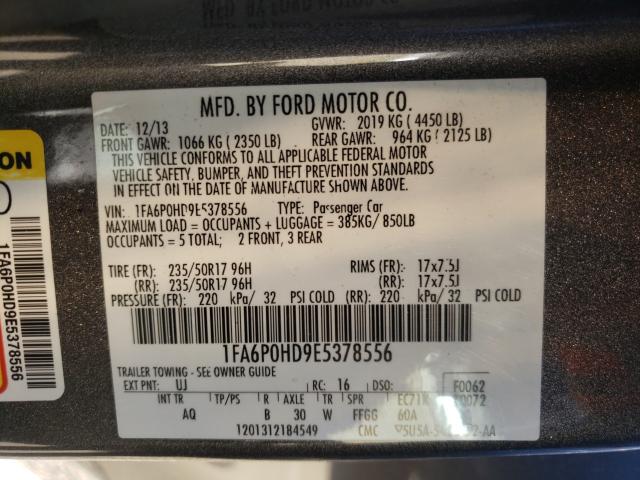 Photo 9 VIN: 1FA6P0HD9E5378556 - FORD FUSION SE 