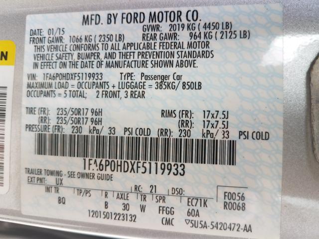 Photo 9 VIN: 1FA6P0HDXF5119933 - FORD FUSION SE 