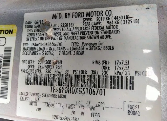 Photo 8 VIN: 1FA6P0HDXG5106701 - FORD FUSION 