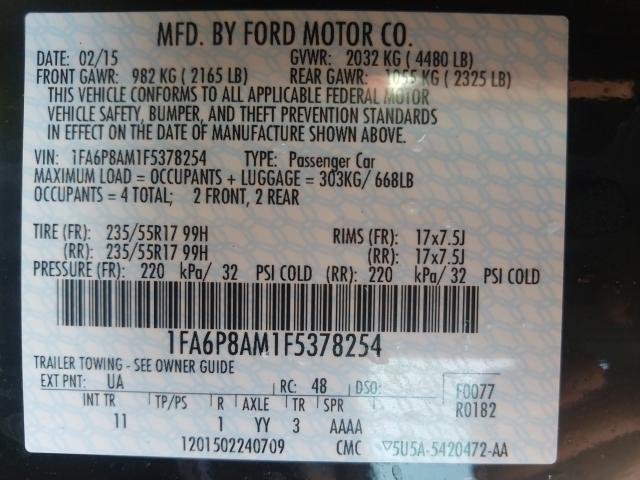 Photo 9 VIN: 1FA6P8AM1F5378254 - FORD MUSTANG 