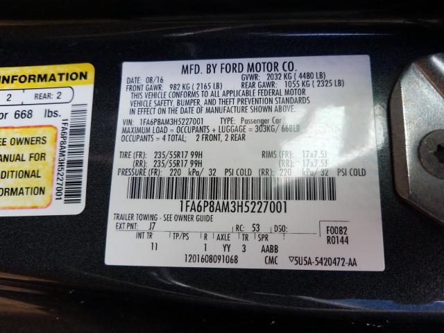 Photo 9 VIN: 1FA6P8AM3H5227001 - FORD MUSTANG 