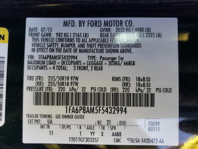 Photo 11 VIN: 1FA6P8AM5F5432994 - FORD MUSTANG 