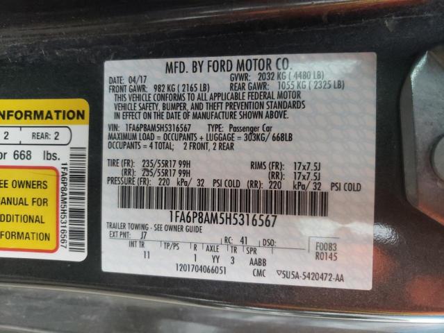 Photo 11 VIN: 1FA6P8AM5H5316567 - FORD MUSTANG 