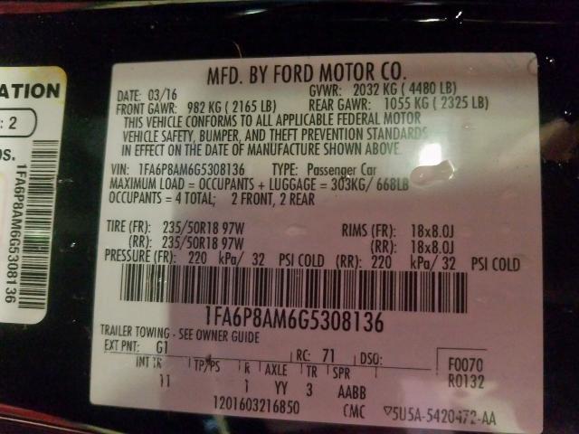 Photo 9 VIN: 1FA6P8AM6G5308136 - FORD MUSTANG 