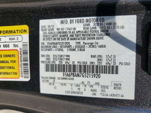 Photo 11 VIN: 1FA6P8AM7G5215920 - FORD MUSTANG 