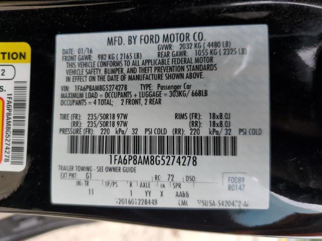 Photo 9 VIN: 1FA6P8AM8G5274278 - FORD MUSTANG 