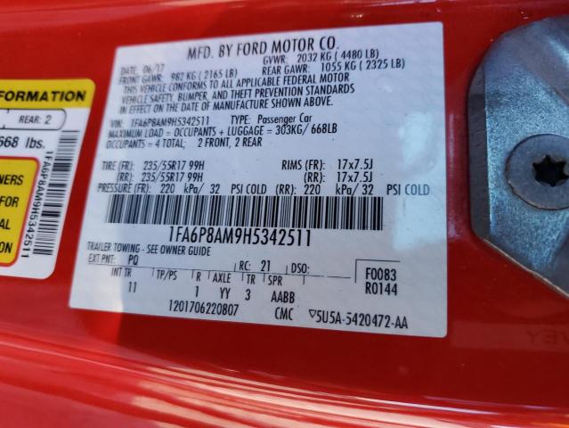 Photo 11 VIN: 1FA6P8AM9H5342511 - FORD MUSTANG 