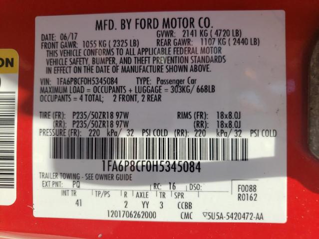 Photo 12 VIN: 1FA6P8CF0H5345084 - FORD MUSTANG GT 