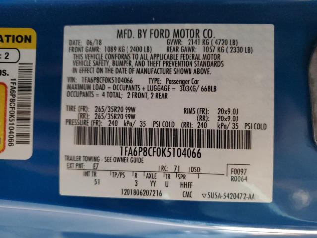 Photo 11 VIN: 1FA6P8CF0K5104066 - FORD MUSTANG GT 