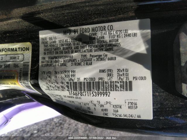 Photo 8 VIN: 1FA6P8CF1F5399992 - FORD MUSTANG 