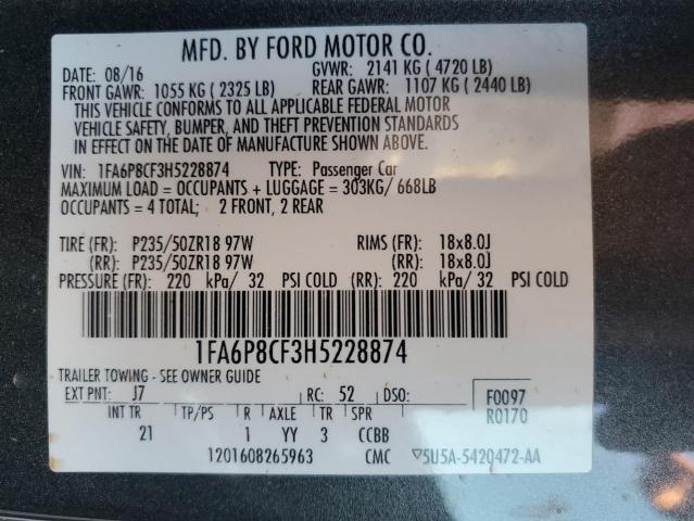 Photo 11 VIN: 1FA6P8CF3H5228874 - FORD MUSTANG 