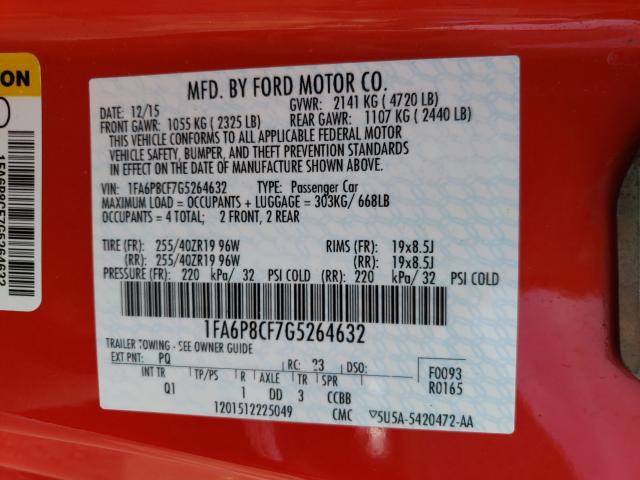 Photo 9 VIN: 1FA6P8CF7G5264632 - FORD MUSTANG GT 