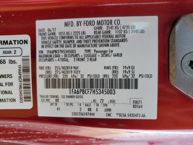 Photo 11 VIN: 1FA6P8CF7H5345003 - FORD MUSTANG GT 