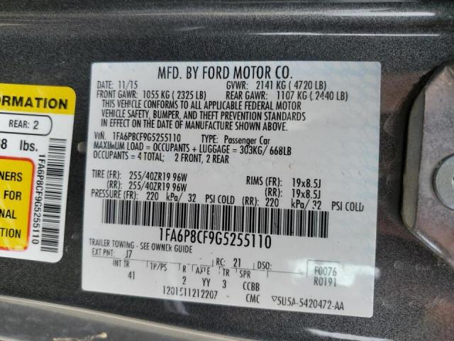 Photo 12 VIN: 1FA6P8CF9G5255110 - FORD MUSTANG GT 