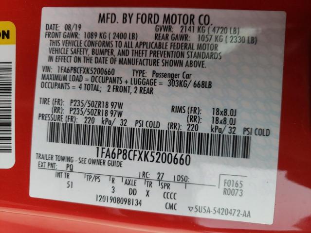 Photo 11 VIN: 1FA6P8CFXK5200660 - FORD MUSTANG 