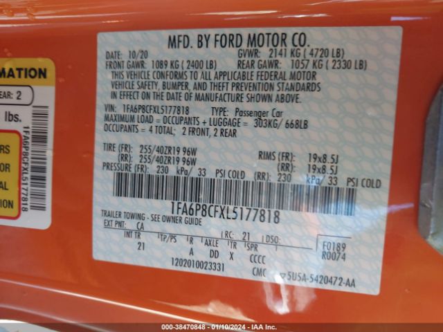 Photo 8 VIN: 1FA6P8CFXL5177818 - FORD MUSTANG 