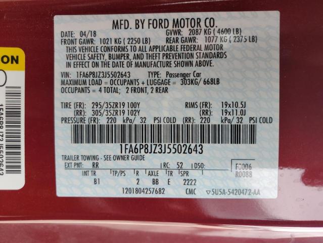 Photo 11 VIN: 1FA6P8JZ3J5502643 - FORD MUSTANG 