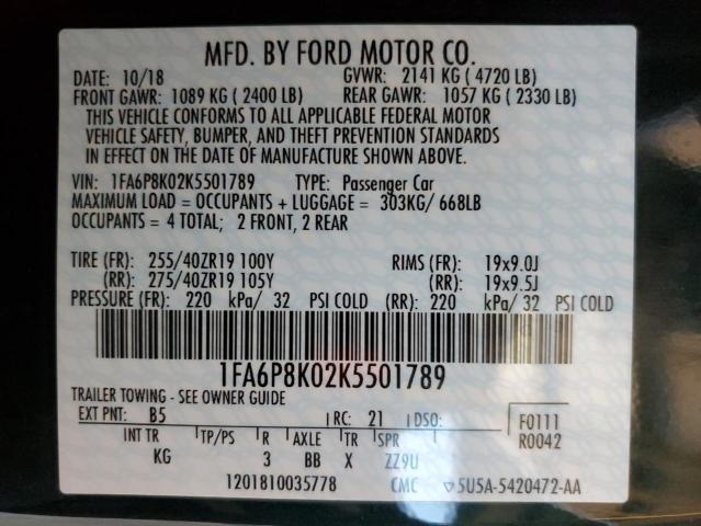 Photo 11 VIN: 1FA6P8K02K5501789 - FORD MUSTANG BU 