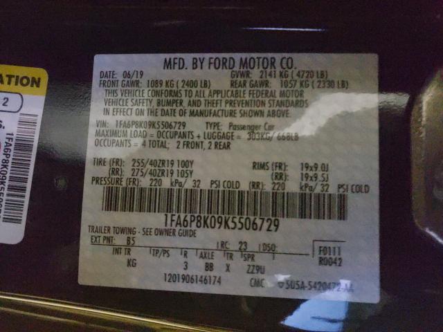 Photo 9 VIN: 1FA6P8K09K5506729 - FORD MUSTANG BU 