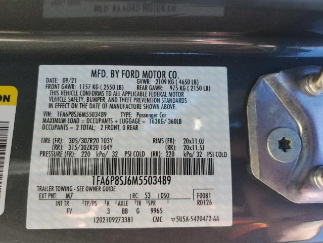 Photo 11 VIN: 1FA6P8SJ6M5503489 - FORD MUSTANG 