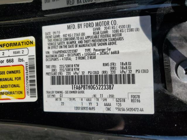 Photo 12 VIN: 1FA6P8TH0G5223387 - FORD MUSTANG 