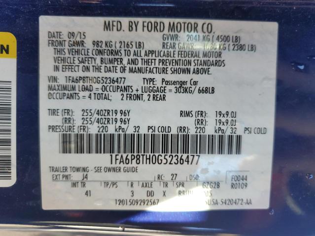 Photo 12 VIN: 1FA6P8TH0G5236477 - FORD MUSTANG 