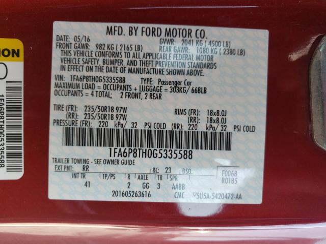 Photo 9 VIN: 1FA6P8TH0G5335588 - FORD MUSTANG 