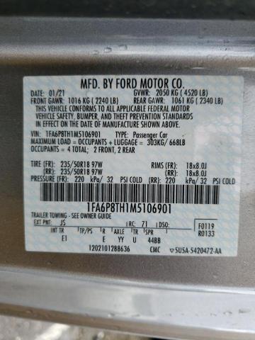 Photo 11 VIN: 1FA6P8TH1M5106901 - FORD MUSTANG 