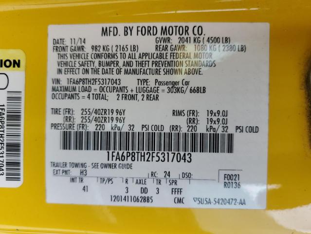 Photo 12 VIN: 1FA6P8TH2F5317043 - FORD MUSTANG 