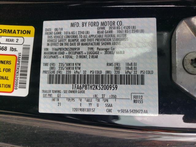 Photo 11 VIN: 1FA6P8TH2K5200959 - FORD MUSTANG 