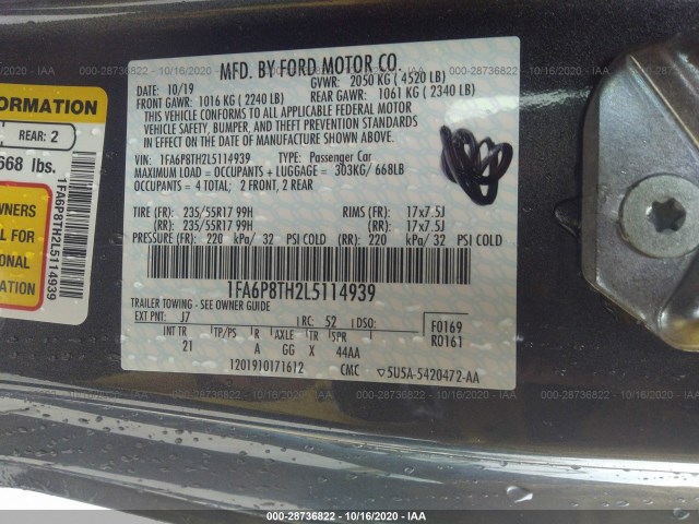 Photo 8 VIN: 1FA6P8TH2L5114939 - FORD MUSTANG 