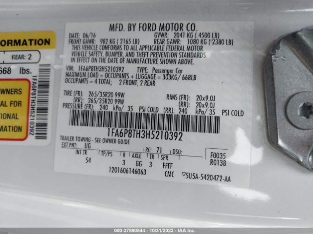 Photo 8 VIN: 1FA6P8TH3H5210392 - FORD MUSTANG 