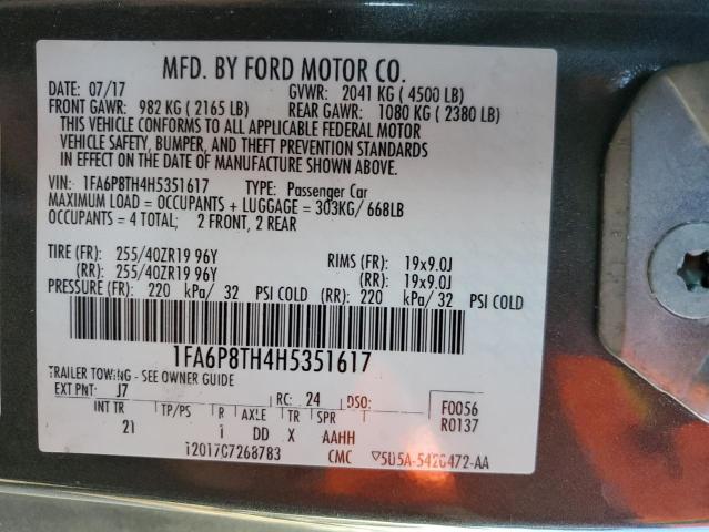 Photo 11 VIN: 1FA6P8TH4H5351617 - FORD MUSTANG 