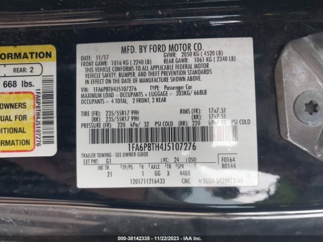 Photo 8 VIN: 1FA6P8TH4J5107276 - FORD MUSTANG 