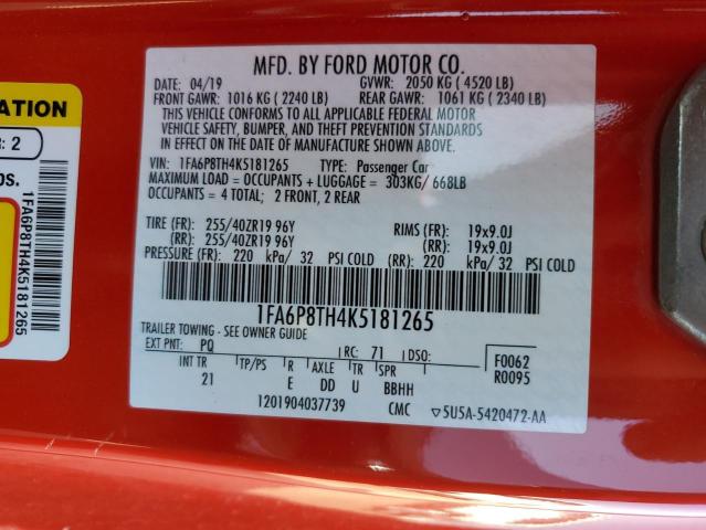 Photo 12 VIN: 1FA6P8TH4K5181265 - FORD ALL MODELS 