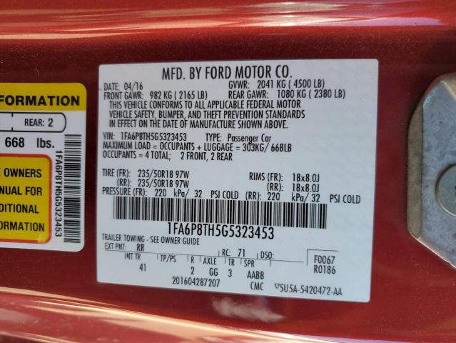 Photo 11 VIN: 1FA6P8TH5G5323453 - FORD MUSTANG 