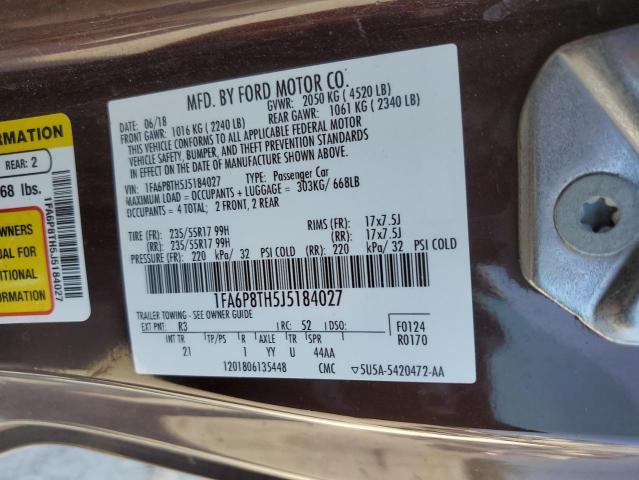 Photo 11 VIN: 1FA6P8TH5J5184027 - FORD MUSTANG 