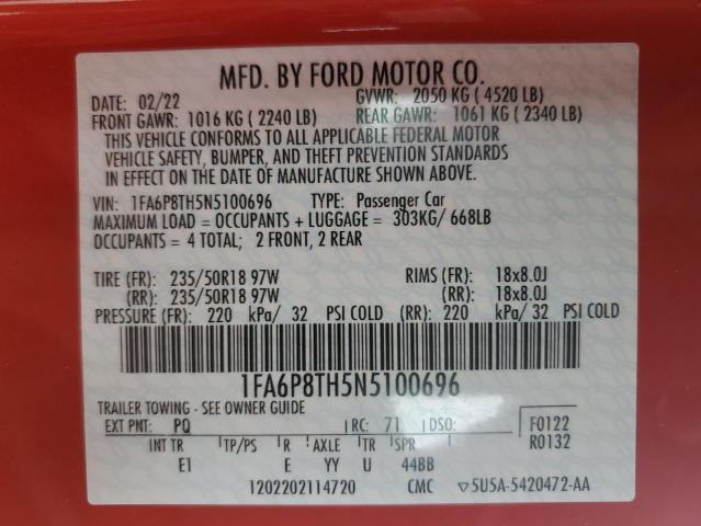 Photo 11 VIN: 1FA6P8TH5N5100696 - FORD ALL MODELS 