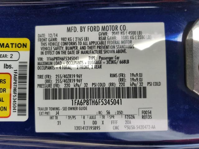 Photo 11 VIN: 1FA6P8TH6F5345041 - FORD MUSTANG 