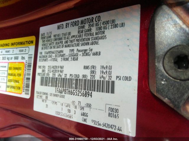 Photo 8 VIN: 1FA6P8TH6G5256894 - FORD MUSTANG 