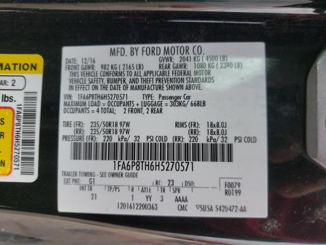 Photo 9 VIN: 1FA6P8TH6H5270571 - FORD MUSTANG 