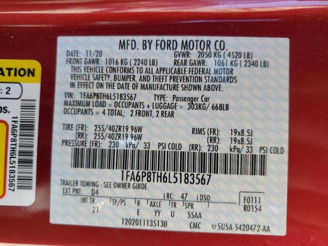 Photo 11 VIN: 1FA6P8TH6L5183567 - FORD MUSTANG 